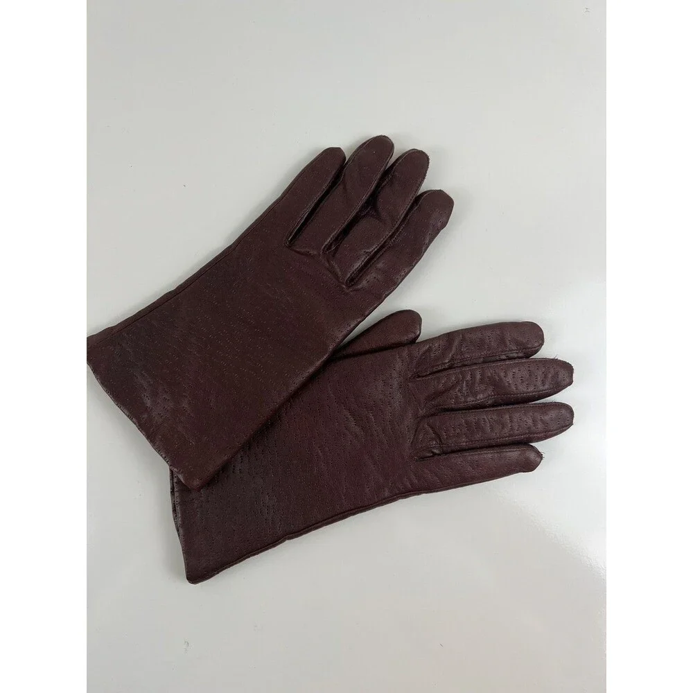 Vintage Van Raalte Gloves Maroon Red 100% Leather Driving Gloves Winter MCM sz M